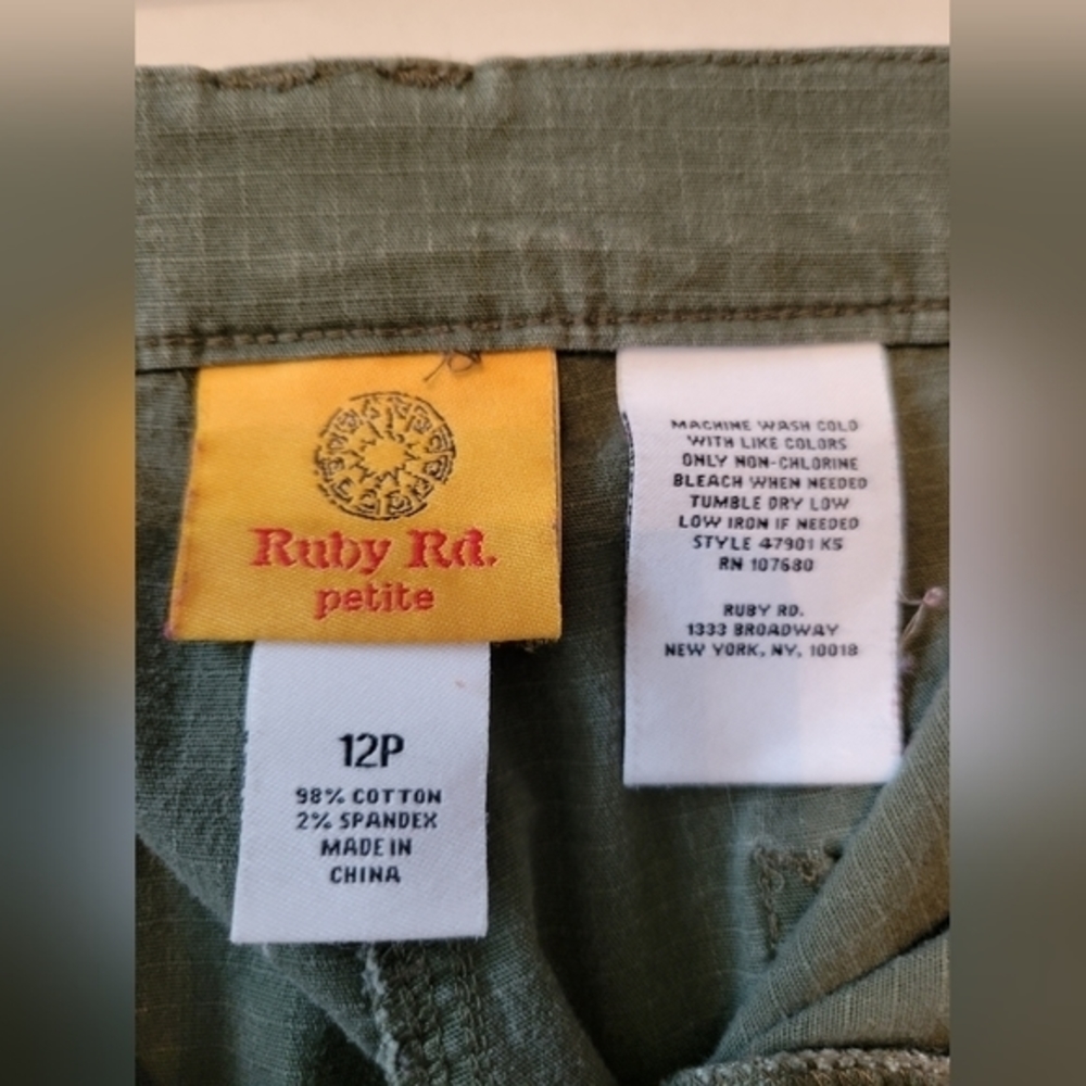 Ruby Rd elastic button zip cotton pants size‎ 12P - image 3